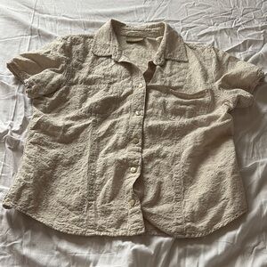 Liz Claiborne Vintage Linen Cotton Shirt Size 14 | | Textured Button-Up |